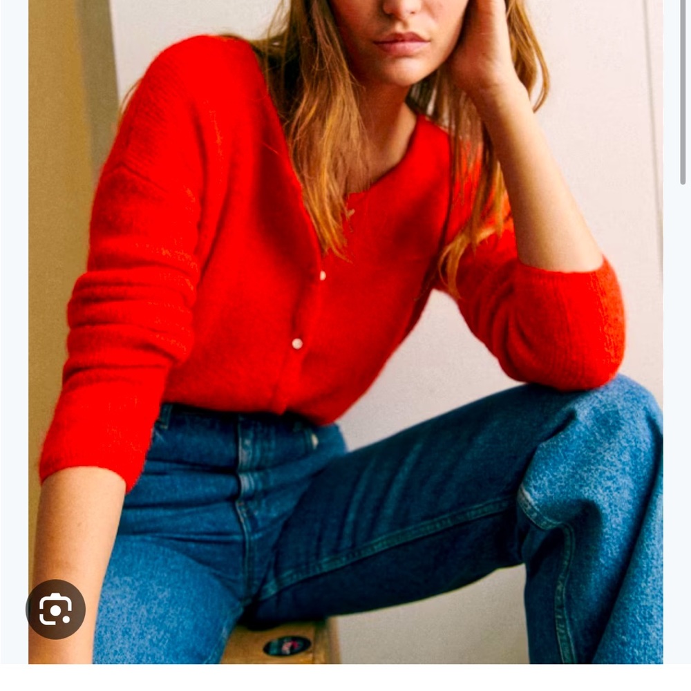 Sezane Red Gaspard Cardigan Size S